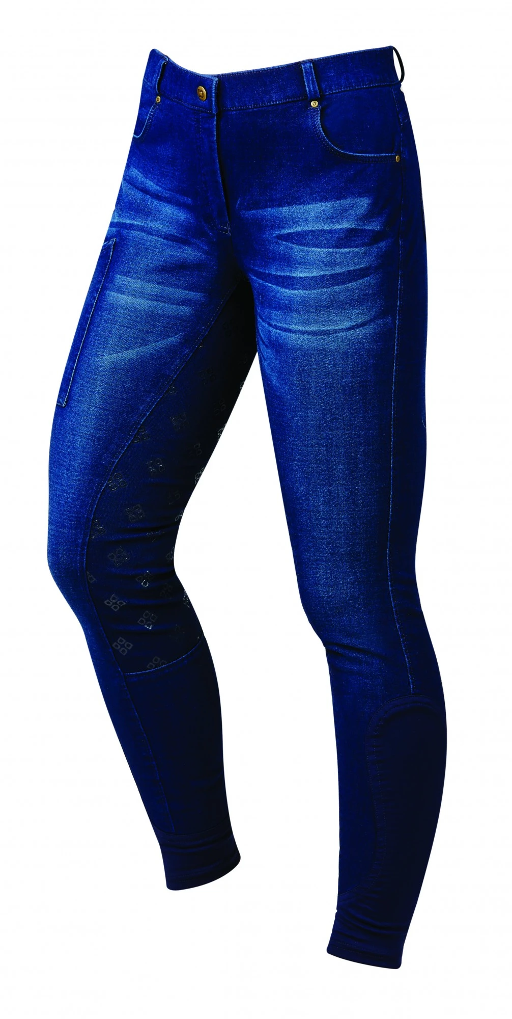 Dublin Ladies Shona Full Grip Silicone Print Denim Breeches (Light Blue Denim) - Image 3