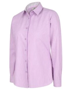 Hoggs Of Fife Ladies Bonnie II Cotton Shirt (Lavender Stripe)