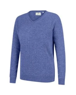 Hoggs Of Fife Ladies Lauder Cable Pullover (Violet)