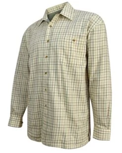 Hoggs Of Fife Men's Beech Fleece Lined Shirt (Olive/Tan Tattersall)