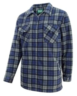 Hoggs Of Fife Men's Caithness Polar Fleece Workshirt (Navy/Grey Check)