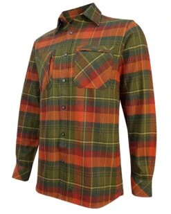 Hoggs Of Fife Men's Countrysport Luxury Hunting Shirt (Green/Orange)