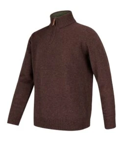 Hoggs Of Fife Men's Lothian 1/4 Zip Neck Pullover (Redwood)