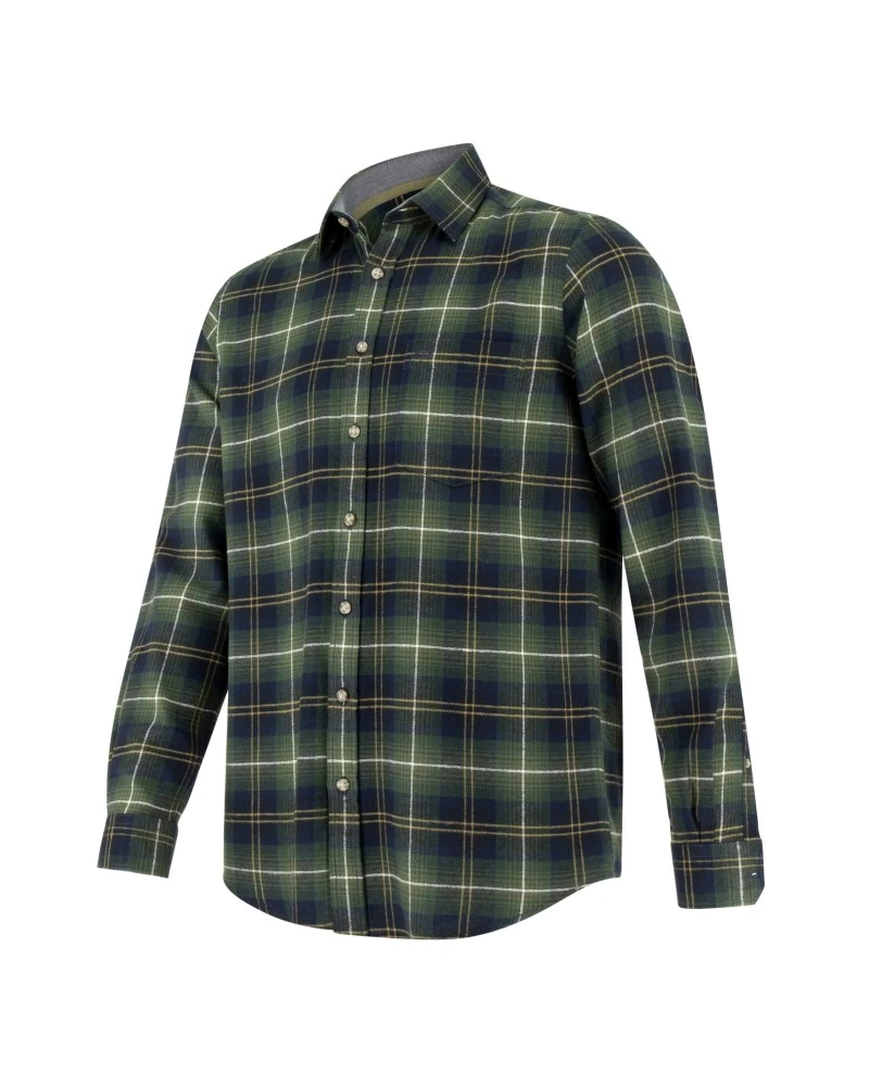 Hoggs Of Fife Men's Pitmedden Long Sleeve Flannel Check Shirt (Green Check)