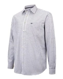Hoggs Of Fife Men's Turnberry Twill Cotton Shirt (White/Navy Check)