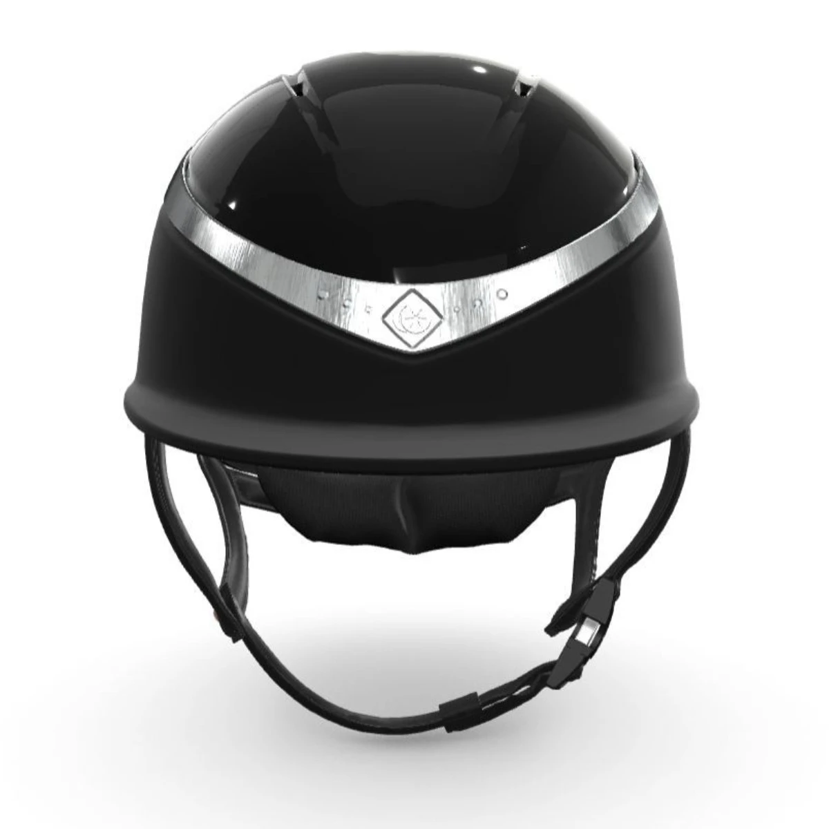 Charles Owen Halo CX Riding Hat (Black Gloss/Stellar Crystal Platinum Ring/Black Matt) - Image 2