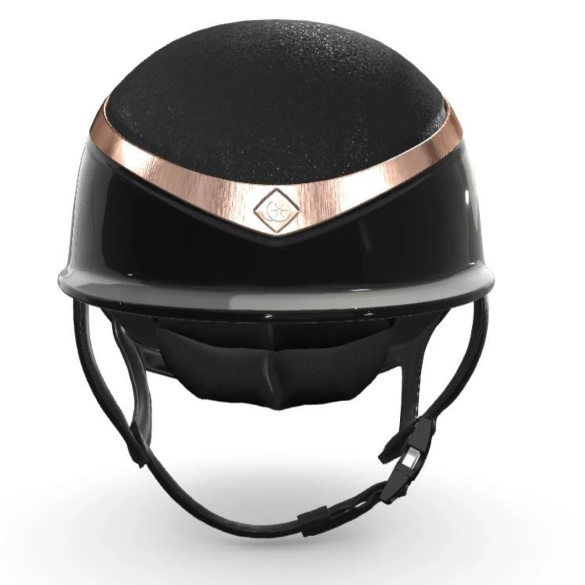 Charles Owen Halo CX Riding Hat (Crystal Top/Rose Gold Ring/Black Gloss) - Image 2