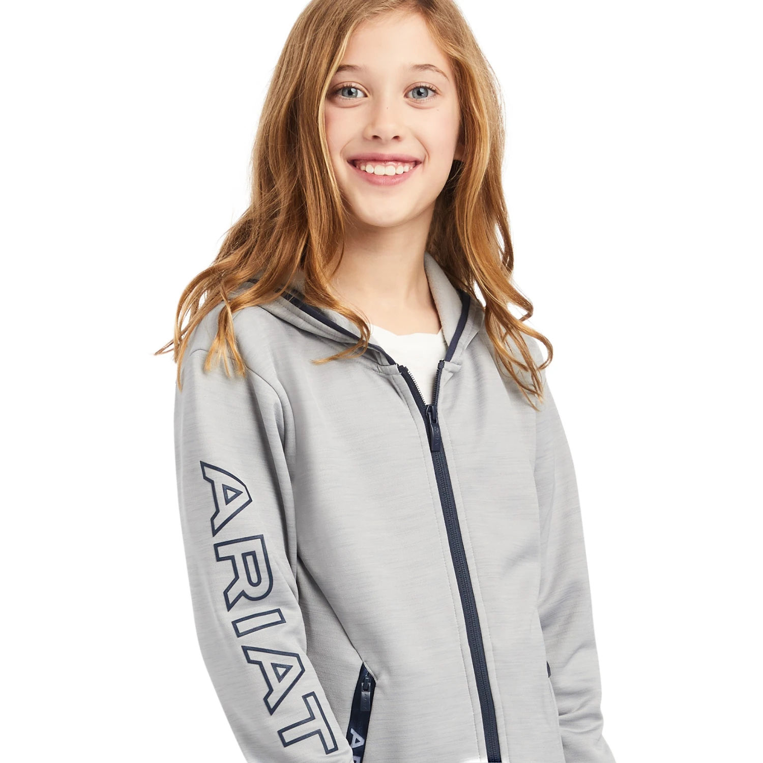 Ariat Youth's Byron Full Zip Hoodie (Heather Grey) - Image 4