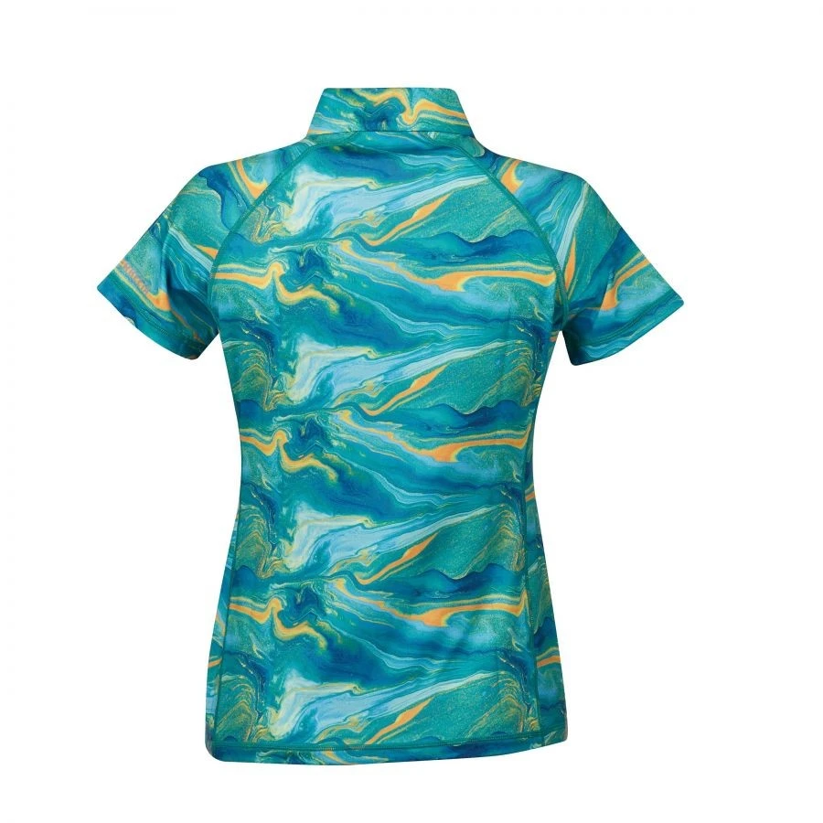 Weatherbeeta Ladies Ruby Printed Short Sleeve Top (Blue/Orange Swirl Marble Print) - Image 2