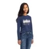 Ariat Youth Fan Club Long Sleeve T Shirt (Navy Heather)