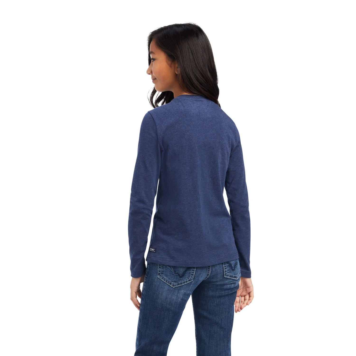 Ariat Youth Fan Club Long Sleeve T Shirt (Navy Heather) - Image 3