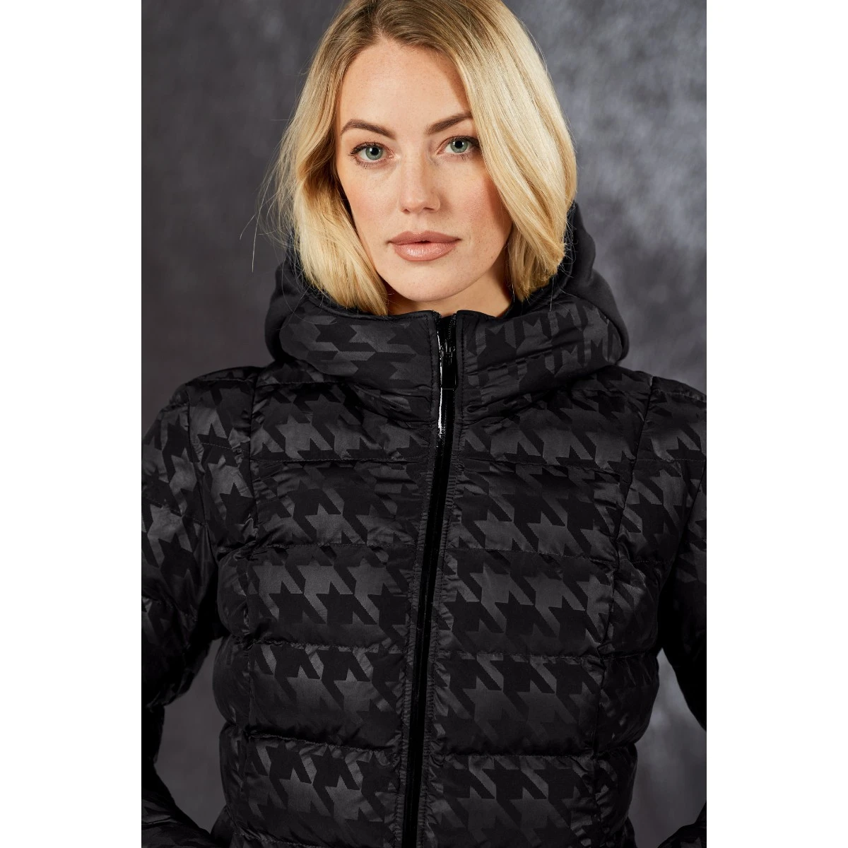 Pikeur Ladies Suri Quilted Jacket (Houndstooth Black) - Image 2