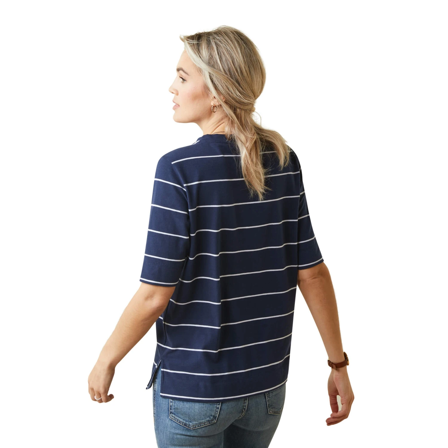 Ariat Womens Windsor T-Shirt (Navy Stripe) - Image 2