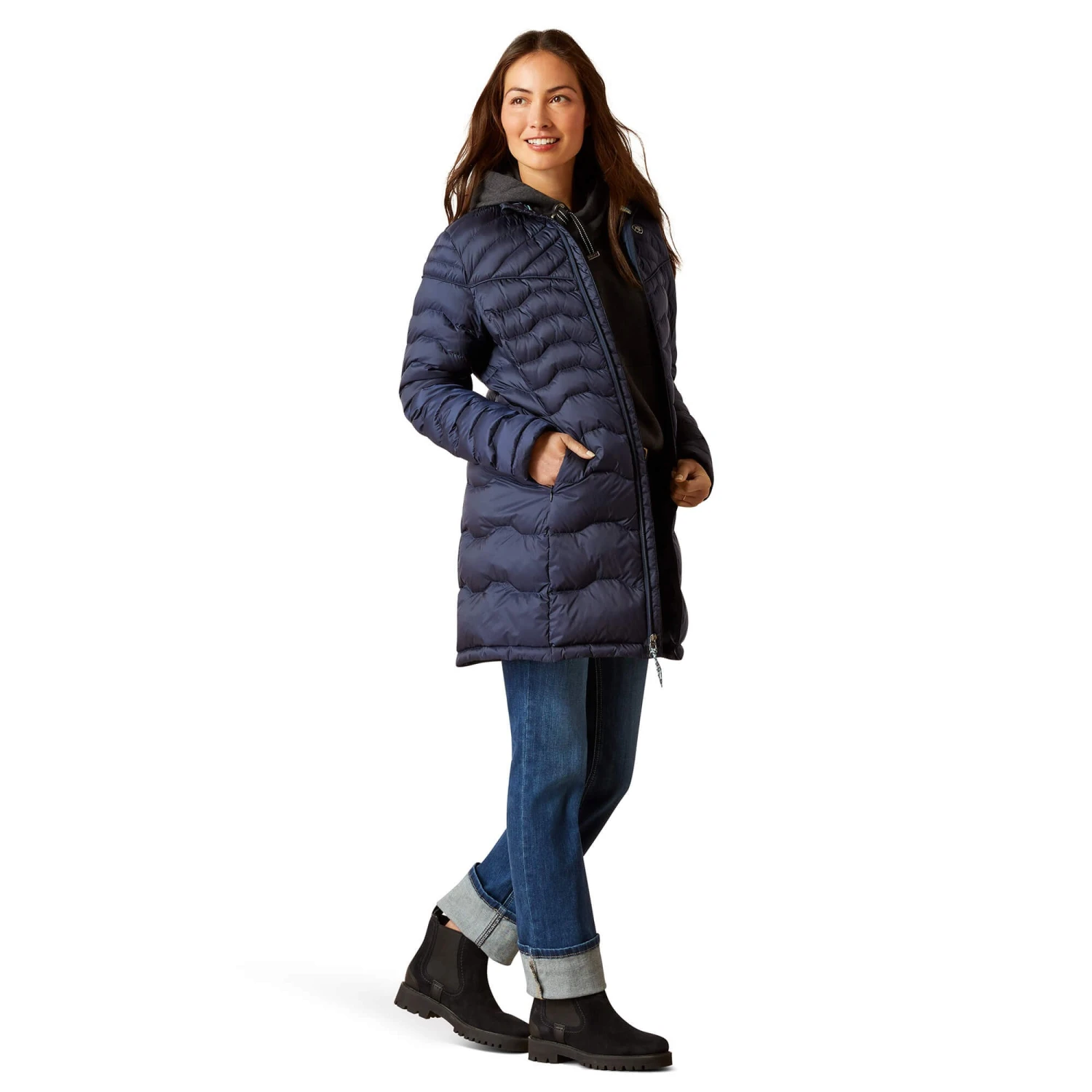 Ariat Womens Ideal Down Coat (Navy) - Image 3